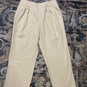 Who What Wear Cream High-Waist Pleated Pants